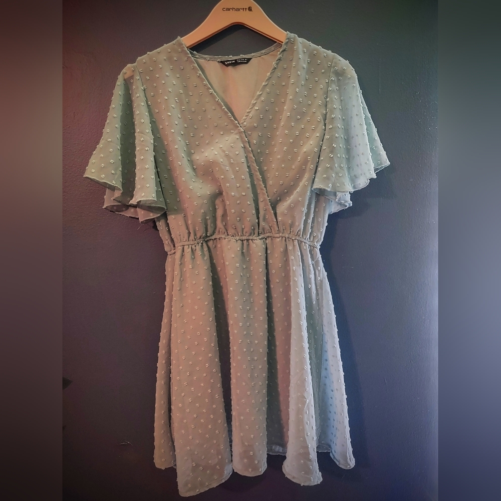 Women's Mint Green Dress with Swiss Dots